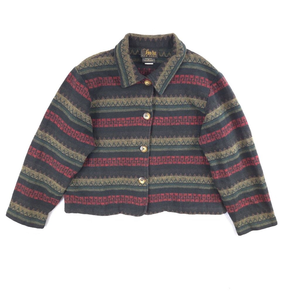 VTG 90s David Paul Boho Southwestern Jacket M Aztec Tribal USA